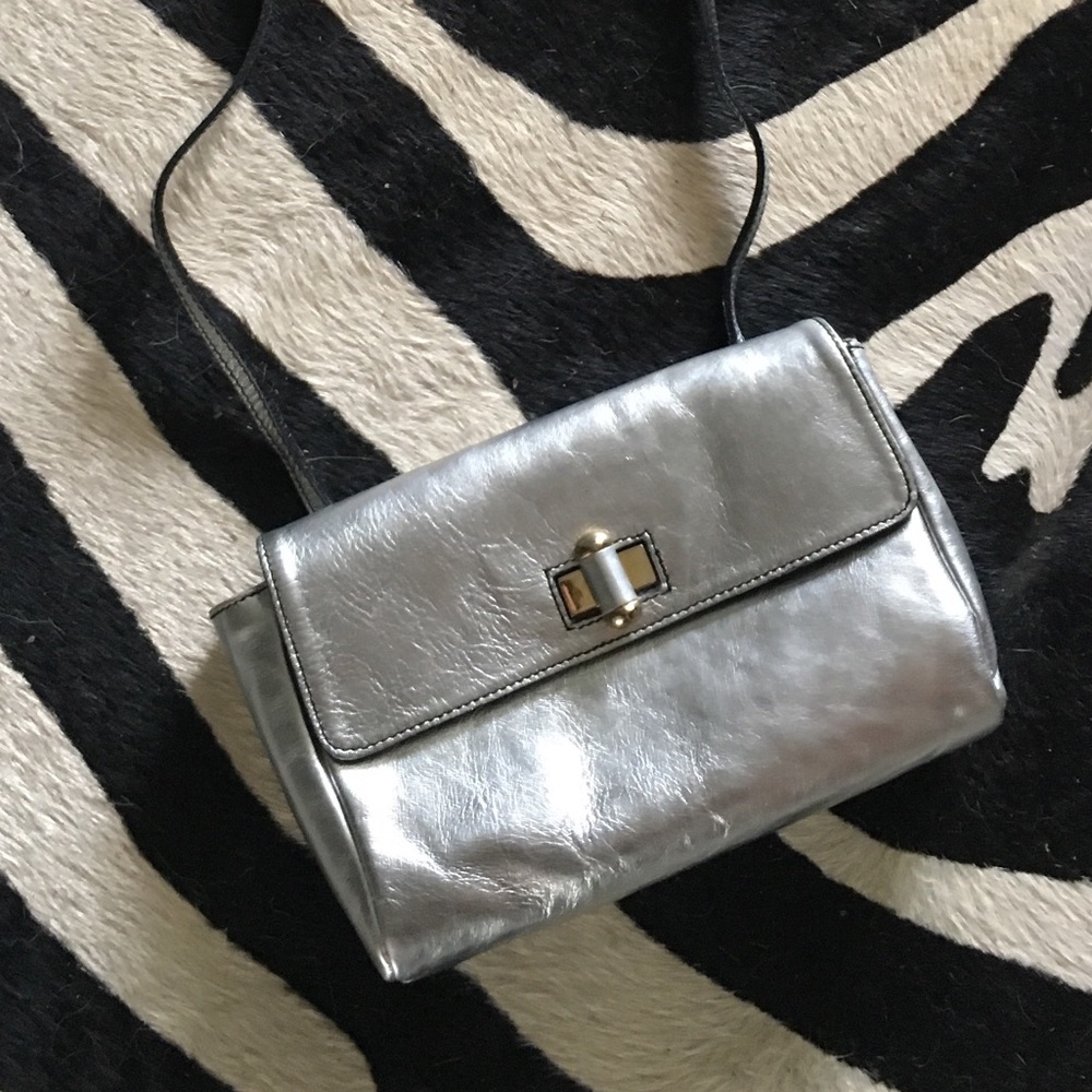 Vintage FURLA Silver metallic Crossbody clutch